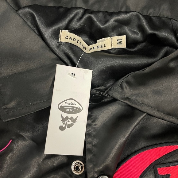 Captain Rebel Black & Pink Silk Button Up Jacket - Size Medium - Picture 3 of 3